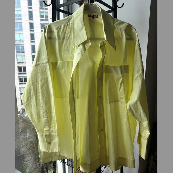 STAUD yellow boyfriend button down - payton top - sz small (oversized) - Picture 2 of 2